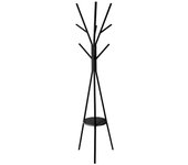 Tienda eurasia - perchero de pie negro estilo arbol, 10 ganchos y bandeja auxiliar, 42x42x180cm