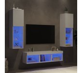5 piezas muebles de tv | mueble de salón | armario tv de pared con led madera ingeniería blanco cfw23365
