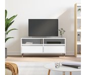 Mueble de tv | mueble de salón | mesa de tv madera contrachapada blanco brillo 100x34,5x44,5cm cfw37933