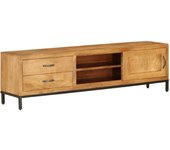 Mueble para tv | mueble de salón | mesa de tv de madera de mango maciza 140x30x40 cm cfw72963
