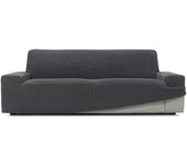 Tienda eurasia - funda de sofa niagara, poliéster y algodón, gris oscuro, 4 plazas