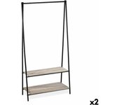 Perchero de pie confortime negro madera metal 80 x 40 x 160 cm