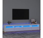 Mueble de tv | mueble de salón | armario tv con luces led blanco 240x35x40 cm cfw39905