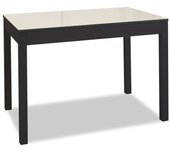 Mesa de cocina extensible de carro - 100x60 cm (150x60 cm) - estructura y extensión color negra - tapa cristal color beig