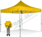 Carpa plegable 3x3 amarillo sin laterales . aluminio 45 mm. tejido recubierto de pvc impermeable, repelente al agua de 350gm