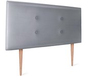 Dhome cabecero de polipiel con 2 hileras de botones 105x105cm con patas camas 105 - plata