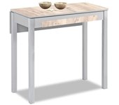 Mesa de cocina extensible 1 ala caida - 80x40 cm (80x60 cm) - estructura color aluminio - tapa y ala caida laminado color amundsen