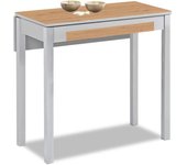 Mesa de cocina extensible 1 ala caida - 80x40 cm (80x60 cm) - estructura color aluminio - tapa y ala caida laminado color roble amazonas