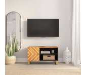Mueble de tv | mueble de salón | mesa de tv madera de mango marrón negro 80x31,5x46 cm cfw94536