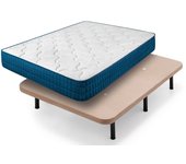Colchón viscoelástico royal memory + base tapizada beige con 6 patas de 32 cm | medidas: 135x180 cm