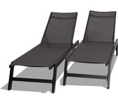 Nilo - conjunto de 2 tumbonas de jardín de aluminio y textileno. tumbonas de diseño con respaldo ajustable en 5 posiciones. gris antracita