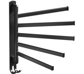 Toallero giratorio multifuncional, estante de almacenamiento de acero inoxidable para cocina (5 varillas negras)