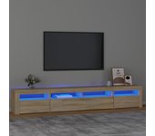 Mueble de tv | mueble de salón | mesa de tv con luces led roble sonoma 240x35x40 cm cfw93188