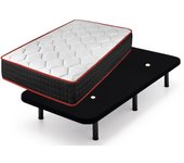 Colchón viscoelástico cool viscofresh + base tapizada negro con 6 patas de 32 cm | medidas: 90x190 cm