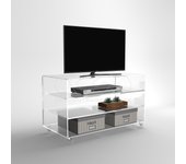 Mueble tv plasma 75x30x60 en metacrilato transparente 2 baldas