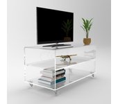 Mueble tv plasma 80x40x40 en metacrilato transparente 1 balda