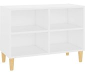 Mueble tv con patas de madera maciza blanco 69,5x30x50 cm