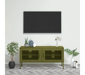 Mueble de tv | mueble de salón | mesa de tv verde oliva 105x35x50 cm acero cfw57704