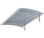Arctom - marquesina para puerta largo 83,5x120 de aluminio blanco y cubierta policarbonato celular antracita.