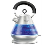 Hervidor agua eléctrico 1,5 litros jarra cristal inalámbrica retroiluminada, apagado automático, adler, transparente, 2200, ad 1282