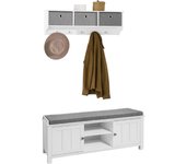 Mueble recibidor zapatero con perchero gris+blanco, fsr35-w+frg282-w sobuy es