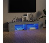 Mueble de tv | mueble de salón | mesa de tv con luces led gris hormigón 135x39x30 cm cfw54900