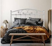 Cabecero de forja manchego, color blanco plata cabezal para cama de 135 cm, cama matrimonio (140 cm x 125 )