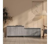Mueble de tv | mueble de salón | mesa de tv madera de ingeniería gris ahumado 146,5x35x50 cm cfw89020