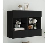 Mueble de tv de pared | mueble de salón | mesa de tv con luces led negro 78,5x30x60,5 cm cfw26748