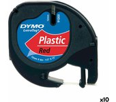 Cinta laminada para rotuladoras dymo 91203 12 mm letratag® negro rojo (10 unidades)