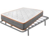 Colchón viscoelástico confort luxe + somier hermes con 5 patas de 25 cm | medidas: 150x190 cm