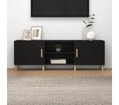 Mueble para tv | mueble de salón | mesa de tv madera contrachapada negro 150x30x50 cm cfw54068