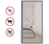 Puerta con mosquitera magnética, cortina para puerta antimosquitos, no requiere perforación, puerta con mosquitera magnética, gris, 90*200cm