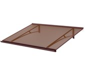 Arctom marquesina para puerta de aluminio marrón kamel 150x84, policarbonato celular ahumado