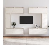 6 piezas muebles para tv | mueble de salón | mesa de tv madera maciza de pino blanco cfw29300
