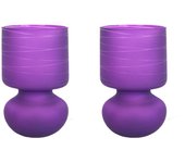 Lámpara de noche tosel katia lt2 vidrio champiñón satén, morado d14 x h24 cm