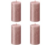 Bolsius velas rústicas shimmer 4 unidades rosa 130x68 mm