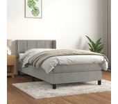 Cama con somier y colchón gris claro 90x190 cm terciopelo
