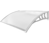Arcadia - marquesina exterior para puertas y ventanas de pp y policarbonato 120x80 cm, blanca con vidrio transparente