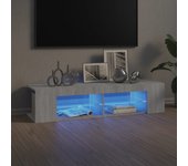 Mueble de tv | mueble de salón | mesa de tv con luces led gris sonoma 135x39x30 cm cfw42662