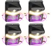 Paquete de 4 bug zapper al aire libre 3 en 1 solar mosquito zapper uv shock eléctrico mosquito killer lámpara con sensor de movimiento