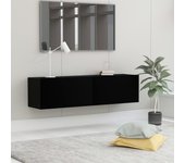 Mueble pared tv | mueble de salón | mesa de tv madera contrachapada negro 120x30x30 cm cfw66053