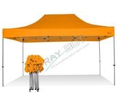 Carpa plegable 3x4,5 naranja sin telones laterales. acero 40 mm. tejido recubierto de pvc impermeable, repelente al agua de 350gm