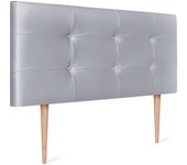 Dhome cabecero de polipiel capitoné 110x115cm con patas camas 105 - plata