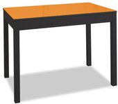 Mesa de cocina fija - alto 92 cm - estructura color negra - tapa cristal color naranja
