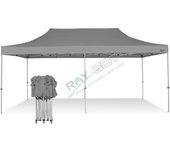 Carpa plegable 3x6 gris sin telones laterales. acero 40 mm. tejido recubierto de pvc impermeable, repelente al agua de 350gm