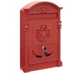 Arregui residencia maxi d-2152/r buzón exterior vintage de aluminio, estilo clásico, tamaño l (revistas, sobres c4), gran capacidad, rojo