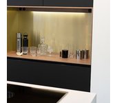 Panel antisalpicaduras de aluminio ignífugo para cocina, oro - pack panel 600 x 700 mm + 2 cenefas 1000 x 200 mm