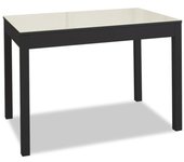 Mesa de cocina extensible de carro - 110x70 cm (170x70 cm) - estructura y extensión color negra - tapa cristal color beig