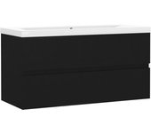 Mueble lavabo con fregadero integrado aglomerado negro